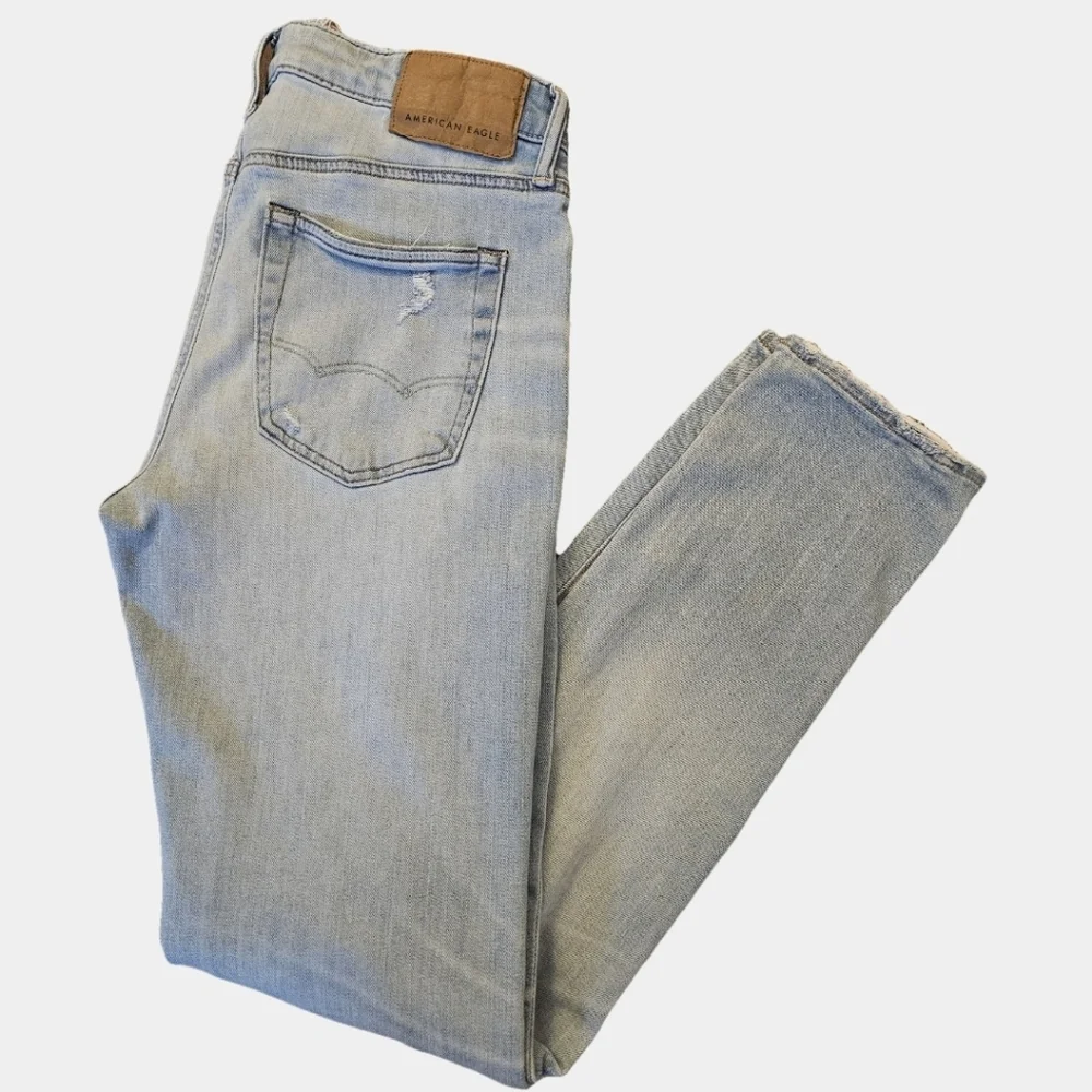American Eagle Air Flex Patched Slim Fit Light Wash Jeans Size 30X32